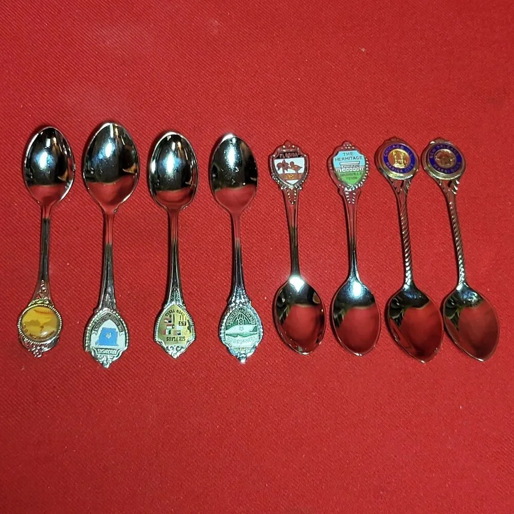 Vintage United States Mini Souvenir Collector State Spoons Lot of 8
